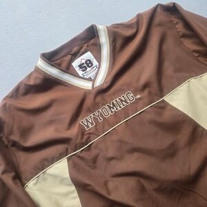 58 Sports Wyoming Cowboys Quarter Zip Pullover Jacket Men XL Brown Tan